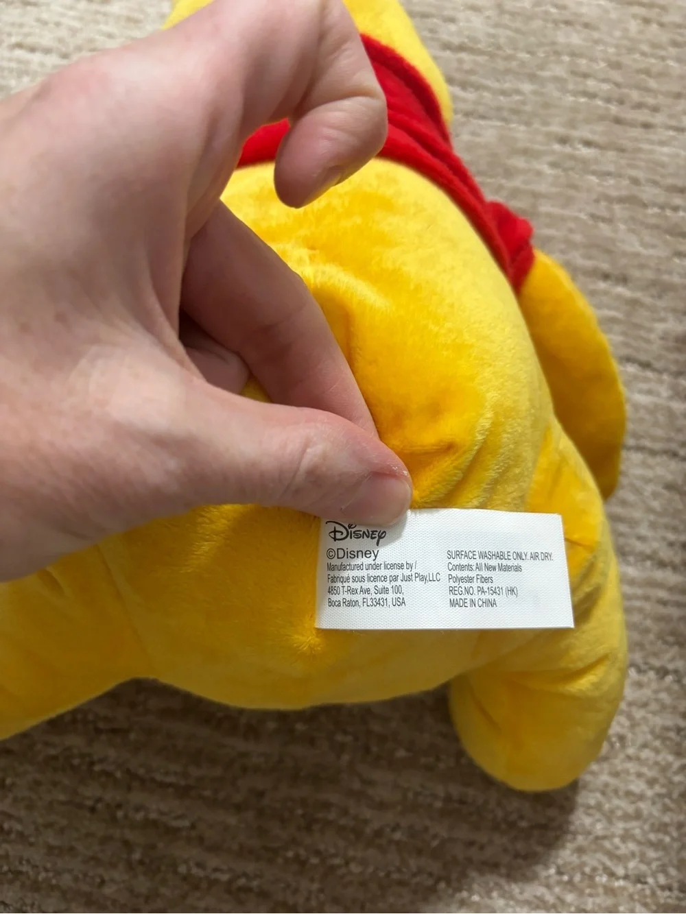 Classic Winnie the Pooh Yellow Plush Toy with Red Shirt